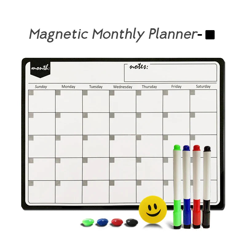A3 Magnetic Weekly & Monthly Planner Whiteboard - Flexible Fridge Message & Drawing Board (11.7 x 16.5 in / 29.7 x 42 cm)