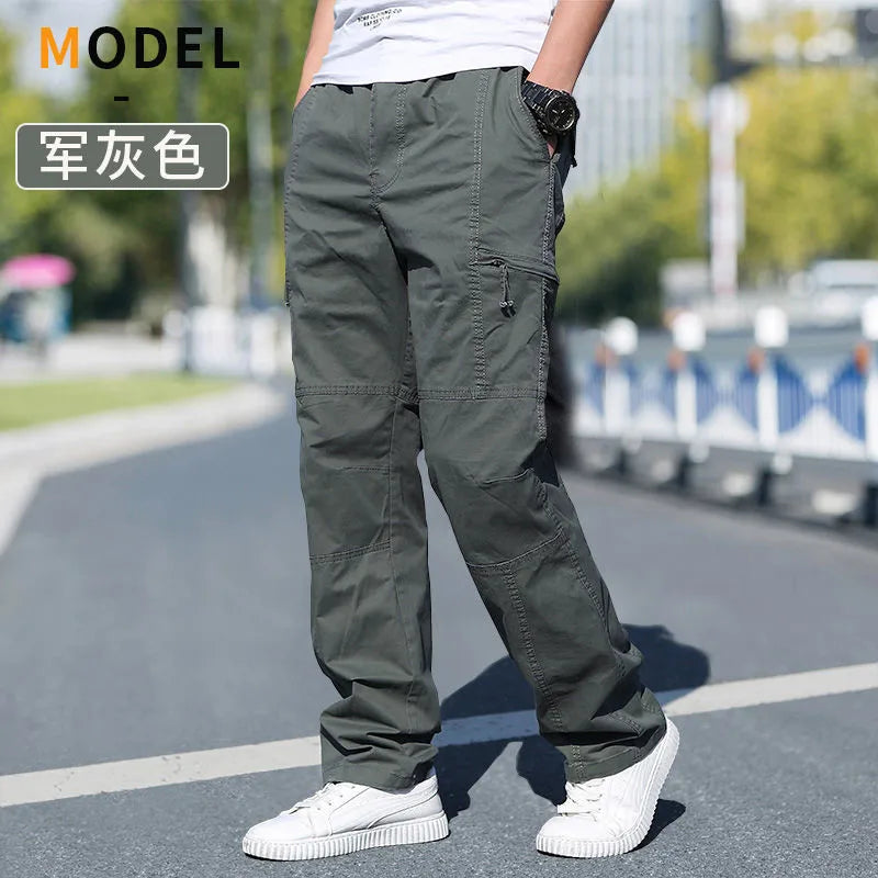 Men's Cotton Cargo Pants – Casual Work Joggers with Pockets, Waist 29–46 in (74–117 cm) | Up to 6XL