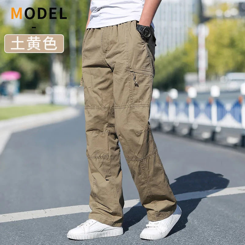 Men's Cotton Cargo Pants – Casual Work Joggers with Pockets, Waist 29–46 in (74–117 cm) | Up to 6XL