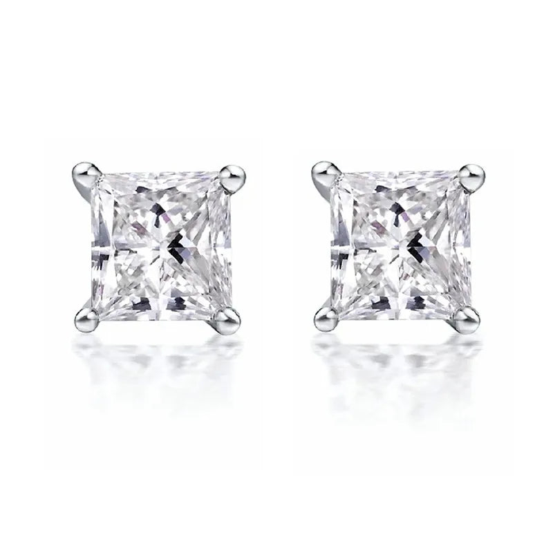 925 Sterling Silver Square Cubic Zirconia (CZ) Stud Earrings — 5–8mm (0.20–0.31 in) Options for Bridal, Engagement & Party