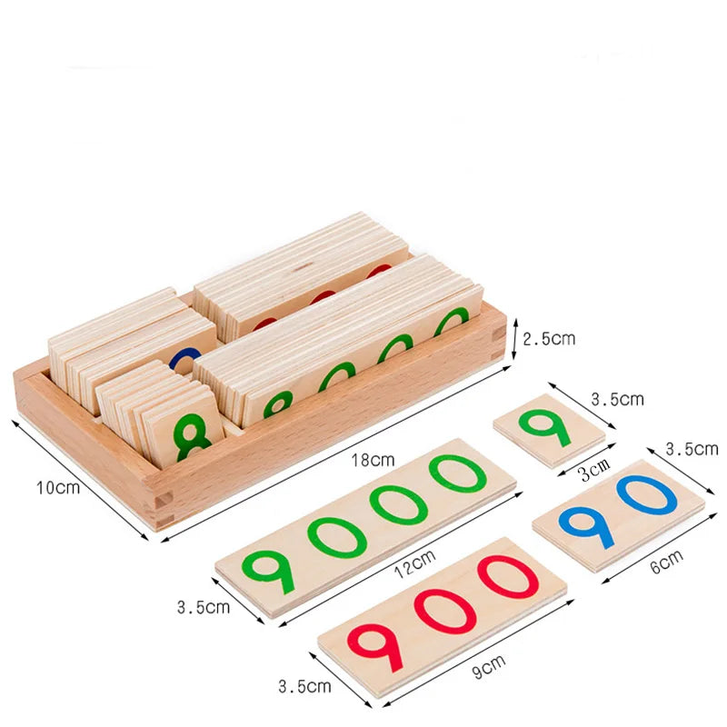 Wooden Montessori Number Cards - Counting and Place Value Math Teaching Aids for Preschool and Early Education