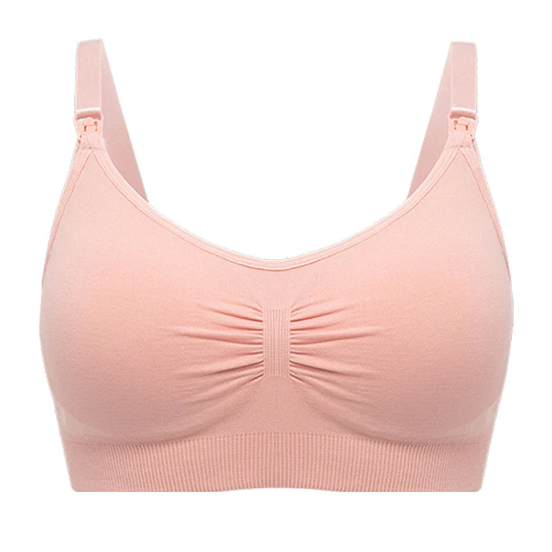 Plus Size Nursing Bra Breathable Seamless Maternity Breastfeeding Bra Wire-Free with Removable Pads