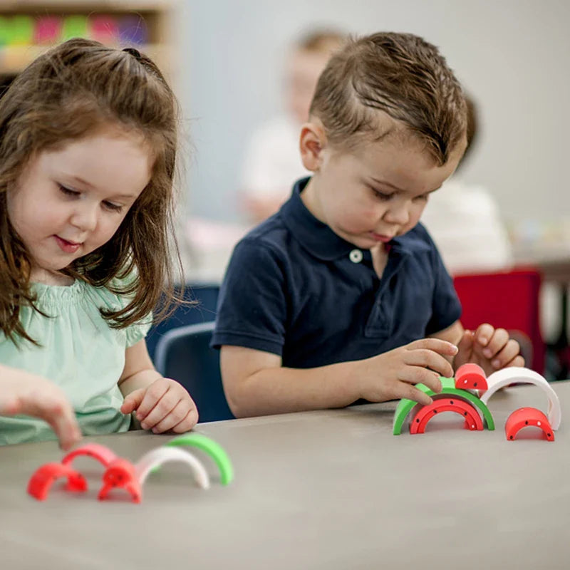 Silicone Watermelon Building Blocks BPA-Free Montessori Stacking & Balance Toy for Toddlers and Kids