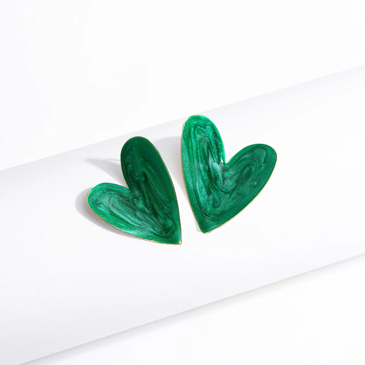 Korean Green Acrylic Geometric Dangle Earrings — Round & Square Statement Drop Earrings for Women