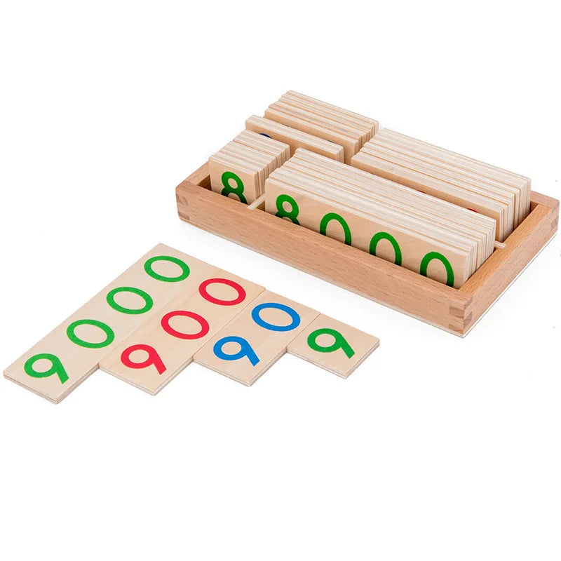 Wooden Montessori Number Cards - Counting and Place Value Math Teaching Aids for Preschool and Early Education