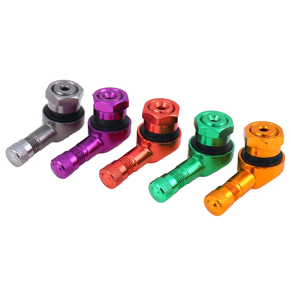 2-Pack 90° Aluminum Motorcycle Tubeless Valve Stem Caps — 11.3mm (0.45in) Fit