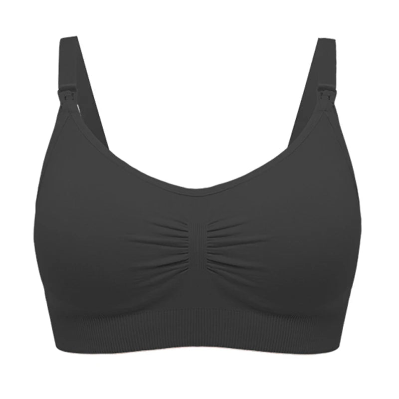 Plus Size Nursing Bra Breathable Seamless Maternity Breastfeeding Bra Wire-Free with Removable Pads