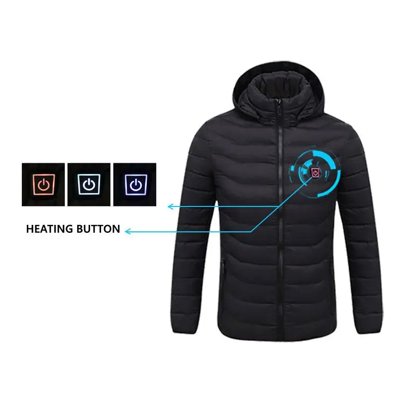 Men's USB Heated Parka – Hooded Padded Winter Jacket with Smart Thermostat