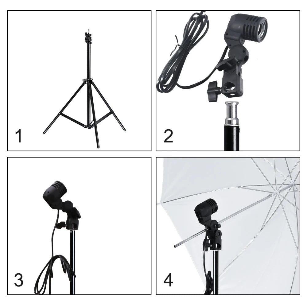 Photography Lighting Kit Softbox Umbrellas 33in/84cm 50x70cm Backdrops Light Stands Portable Photo Studio