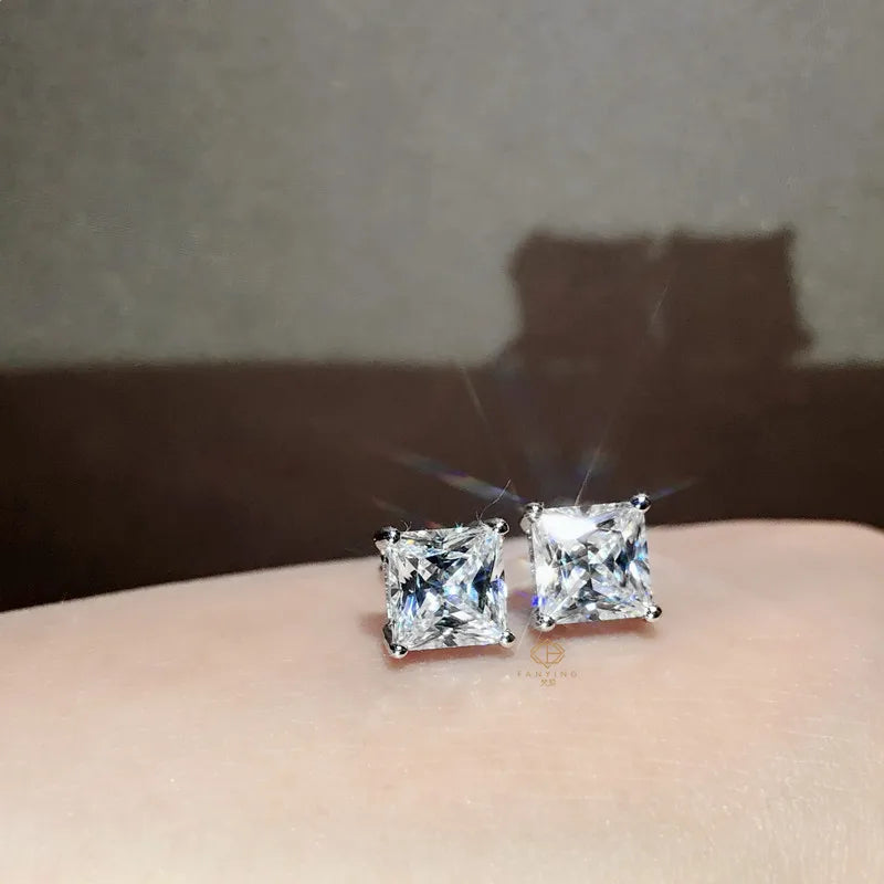 925 Sterling Silver Square Cubic Zirconia (CZ) Stud Earrings — 5–8mm (0.20–0.31 in) Options for Bridal, Engagement & Party