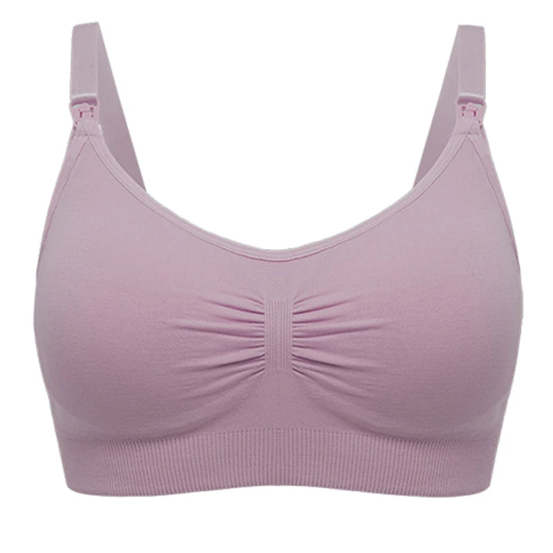 Plus Size Nursing Bra Breathable Seamless Maternity Breastfeeding Bra Wire-Free with Removable Pads
