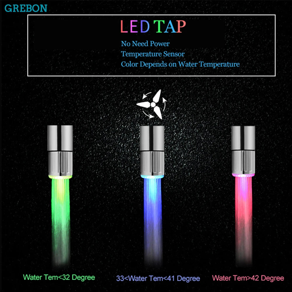 Color-Changing LED Faucet Aerator Light-Up Tap Nozzle with Temperature Sensor Water-Saving for Kitchen & Bathroom