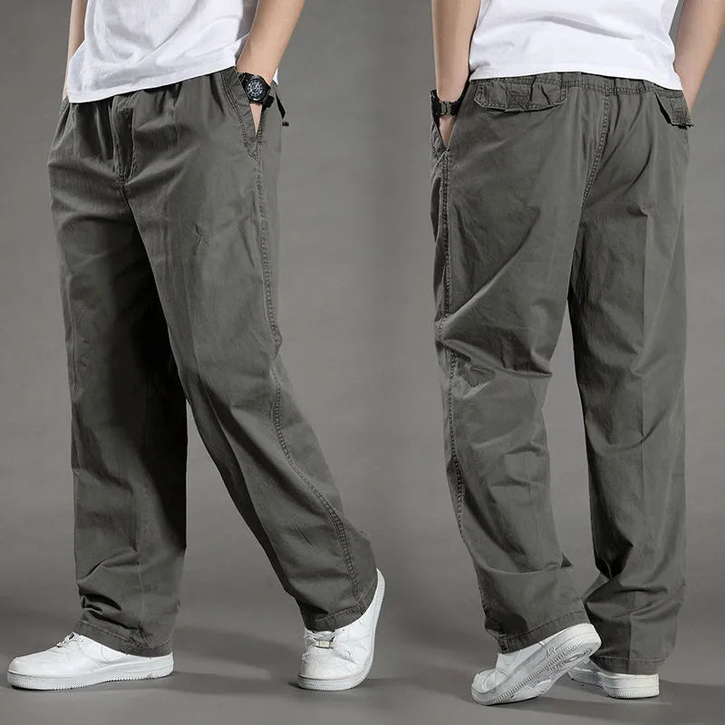 Men's Cotton Cargo Pants – Casual Work Joggers with Pockets, Waist 29–46 in (74–117 cm) | Up to 6XL