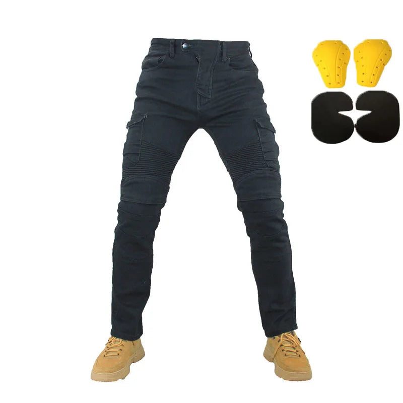 Men's Armored Motorcycle Jeans – Nylon & Cotton Riding Pants for Summer