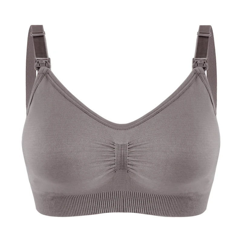 Plus Size Nursing Bra Breathable Seamless Maternity Breastfeeding Bra Wire-Free with Removable Pads