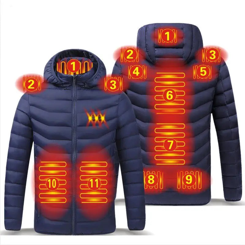 Men's USB Heated Parka – Hooded Padded Winter Jacket with Smart Thermostat