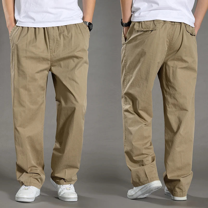 Men's Cotton Cargo Pants – Casual Work Joggers with Pockets, Waist 29–46 in (74–117 cm) | Up to 6XL