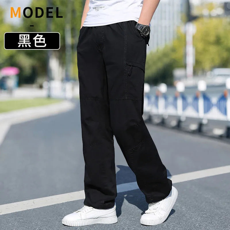 Men's Cotton Cargo Pants – Casual Work Joggers with Pockets, Waist 29–46 in (74–117 cm) | Up to 6XL