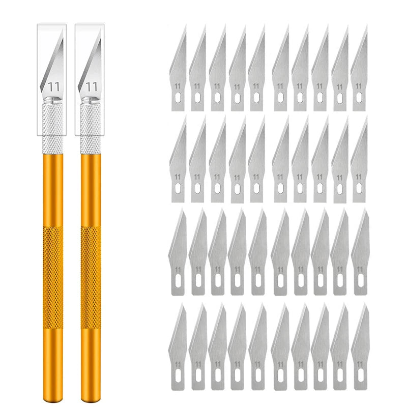 Non-Slip Metal Engraving Craft Knife Kit with #11 Blades — Precision PCB & Mobile Phone Repair Tool (10 or 40 pcs)