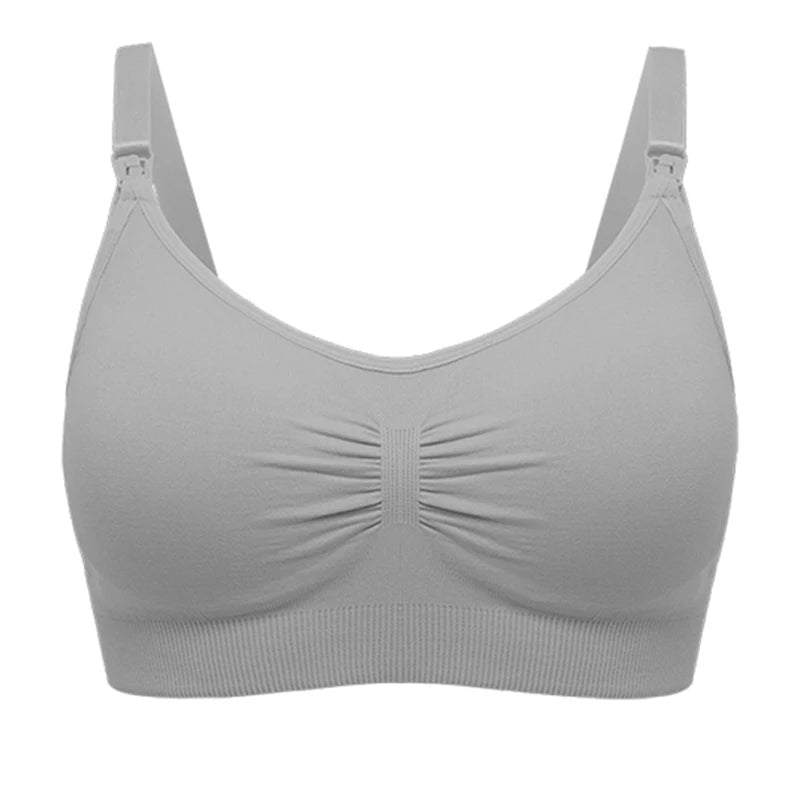 Plus Size Nursing Bra Breathable Seamless Maternity Breastfeeding Bra Wire-Free with Removable Pads