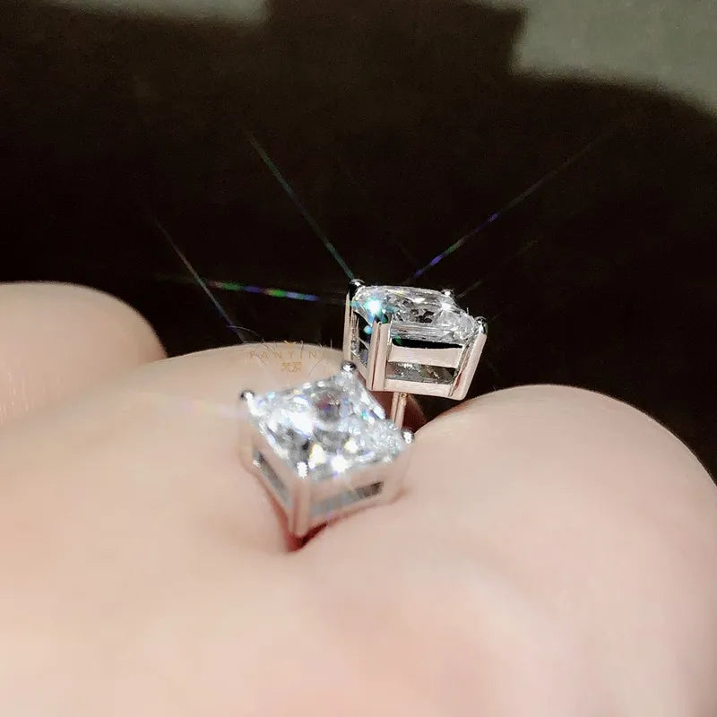 925 Sterling Silver Square Cubic Zirconia (CZ) Stud Earrings — 5–8mm (0.20–0.31 in) Options for Bridal, Engagement & Party