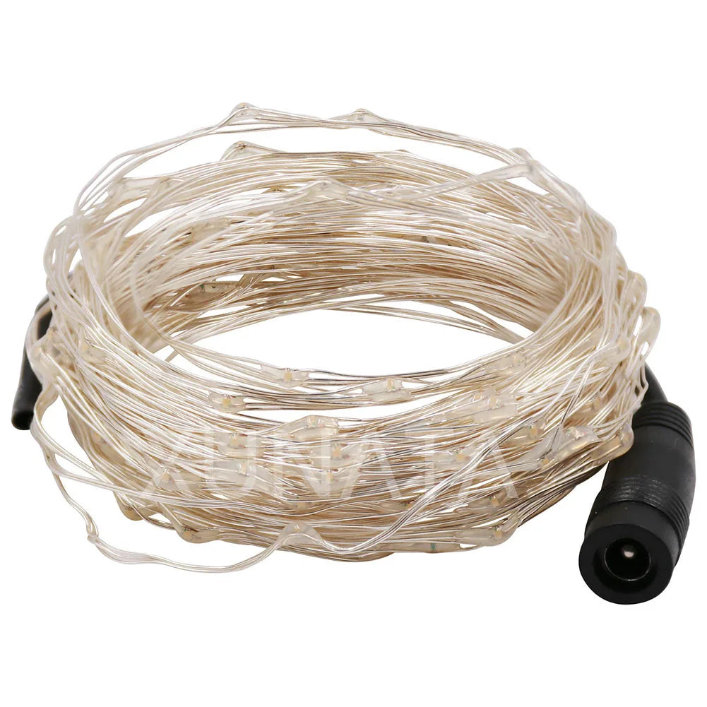 LED String Fairy Lights 10m (32.8ft) • 20m (65.6ft) • 30m (98.4ft) – Plug-in DC 12V Adapter with On/Off Switch | Waterproof Copper/Silver Wire for Wedding & Christmas