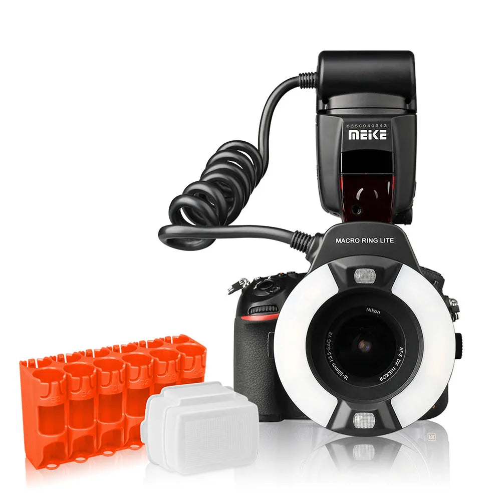 Macro TTL Ring Flash Speedlite for DSLR & Mirrorless Cameras with 52–77mm Adapter Rings | TTL & HSS Compatible