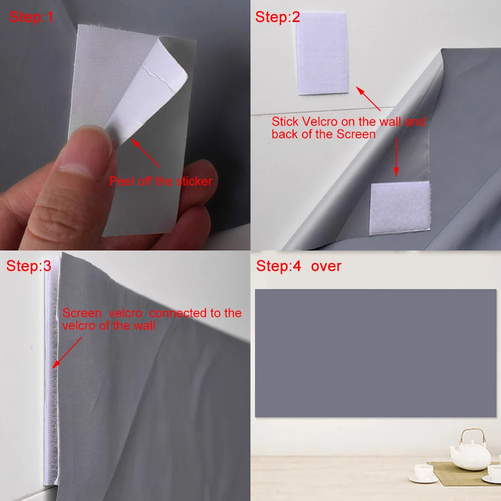 High Brightness Ambient Light Rejecting Portable Projector Screen 16:9 — 60–133 Inch (152–338 cm) Reflective Fabric for Home Theater