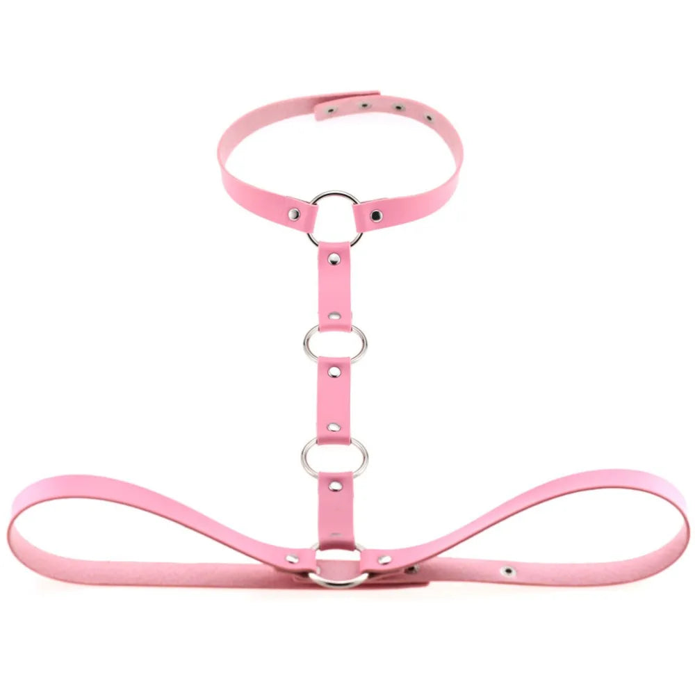 Vegan Leather Sword Belt Body Harness Cage – Gothic Punk Waist Chain for Cosplay & Festival
