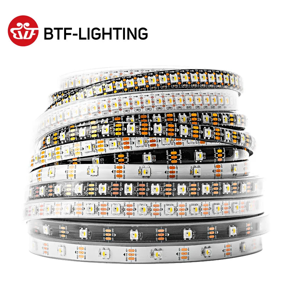 5V SK6812 RGBW Addressable LED Strip – Individually Addressable RGBW LEDs, 30/60/144 LEDs/m, 1m/4m/5m, IP30/IP65/IP67