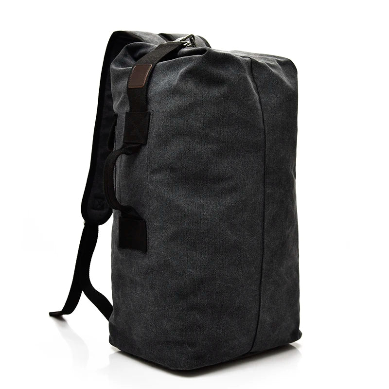 Men's Canvas Travel Backpack - Large Capacity 20-35L Mountaineering Shoulder Bag with Multiple Pockets