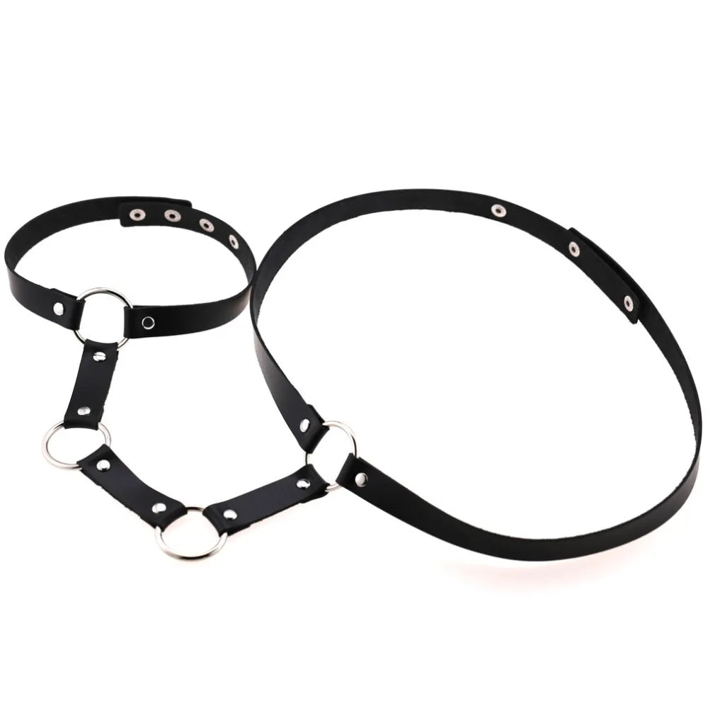 Vegan Leather Sword Belt Body Harness Cage – Gothic Punk Waist Chain for Cosplay & Festival