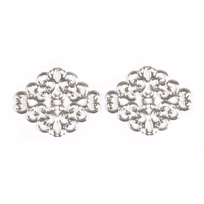 20-Pack Metal Filigree Flower Wraps Connectors for Jewelry Making & Scrapbooking, 41 x 31 mm (1.61 x 1.22 in) – Gold Silver Bronze