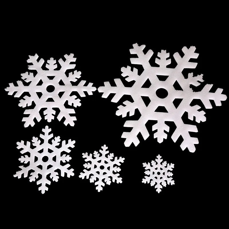 5-Pack White Foam Snowflake Ornaments - 9, 14, 20, 28, 41 cm (3.5, 5.5, 7.9, 11.0, 16.1 in) Christmas Tree & Window DIY Decorations
