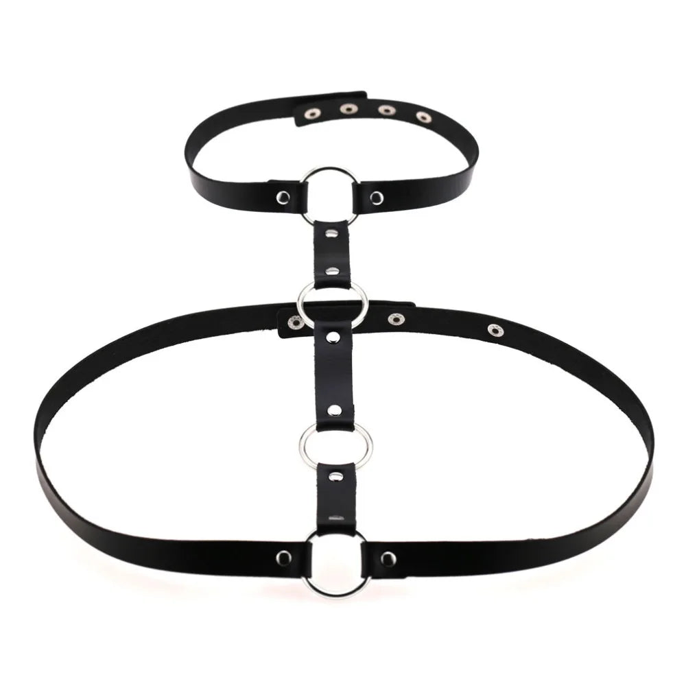 Vegan Leather Sword Belt Body Harness Cage – Gothic Punk Waist Chain for Cosplay & Festival