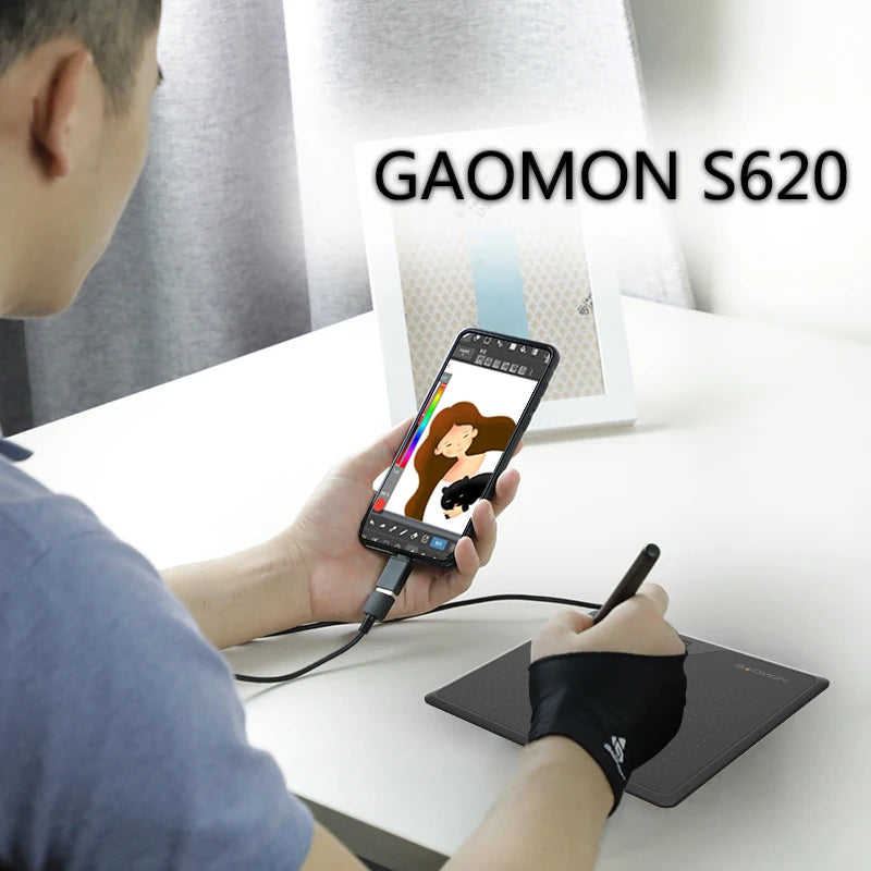 Portable Graphics Tablet 6.5 x 4 in (165 x 102 mm) - Battery-Free Pen, 8192 Pressure, USB & Android Compatible