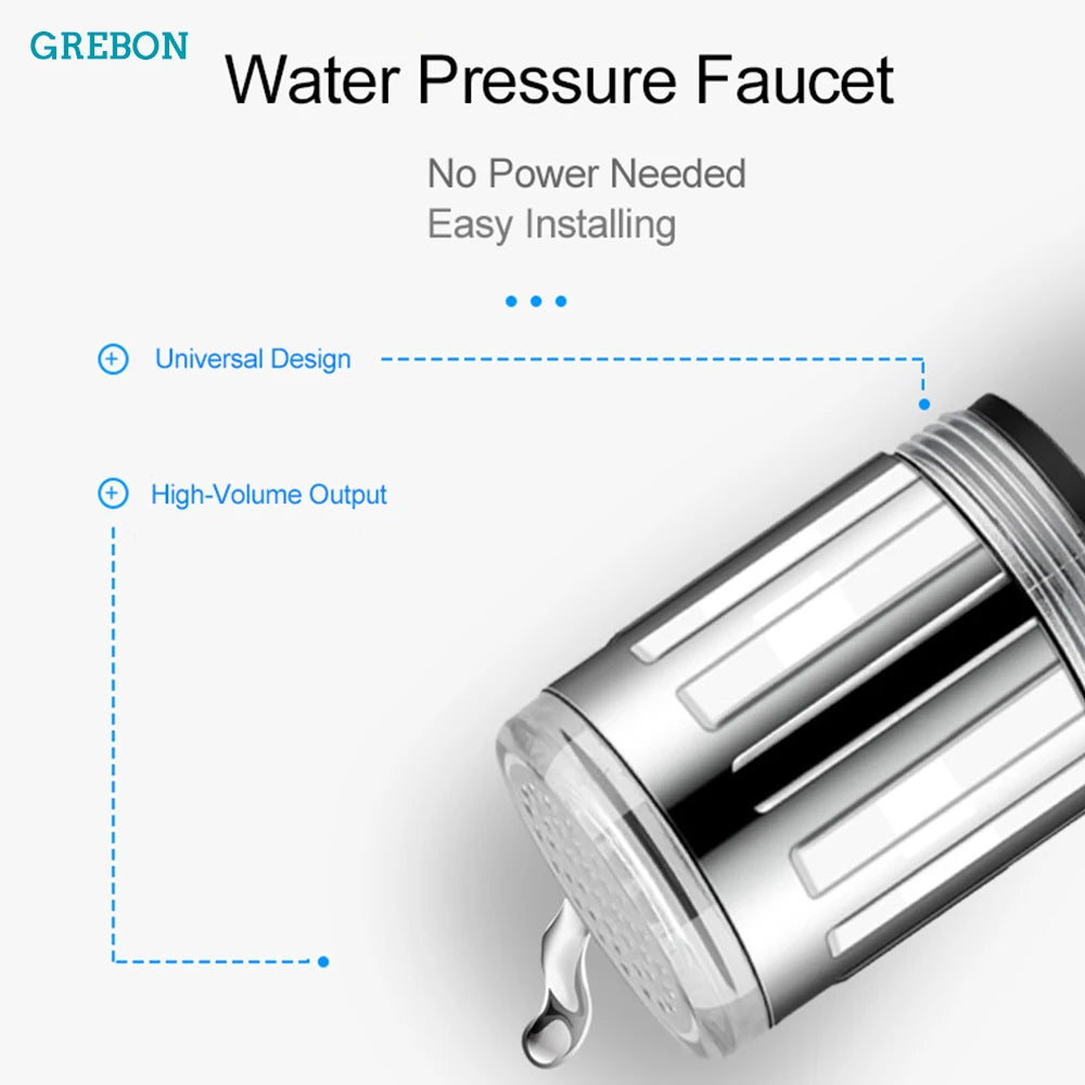 Color-Changing LED Faucet Aerator Light-Up Tap Nozzle with Temperature Sensor Water-Saving for Kitchen & Bathroom