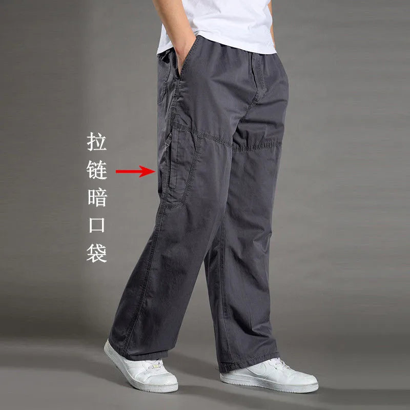 Men's Cotton Cargo Pants – Casual Work Joggers with Pockets, Waist 29–46 in (74–117 cm) | Up to 6XL