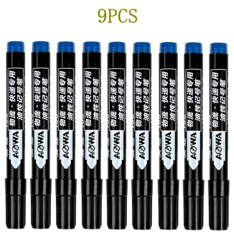 Permanent Paint Marker Pens 3/9-Pack – Waterproof Black Oil-Based, Quick-Drying for Tire, Metal, Glass, Plastic