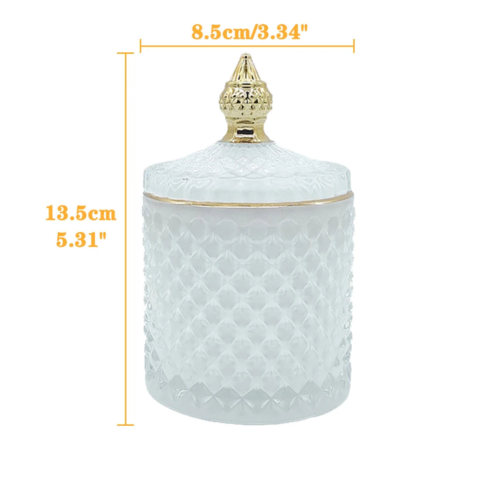 Luxury Glass Storage Jar with Lid, Aromatherapy Bottle & Minimalist Cotton Swab and Jewelry Organizer