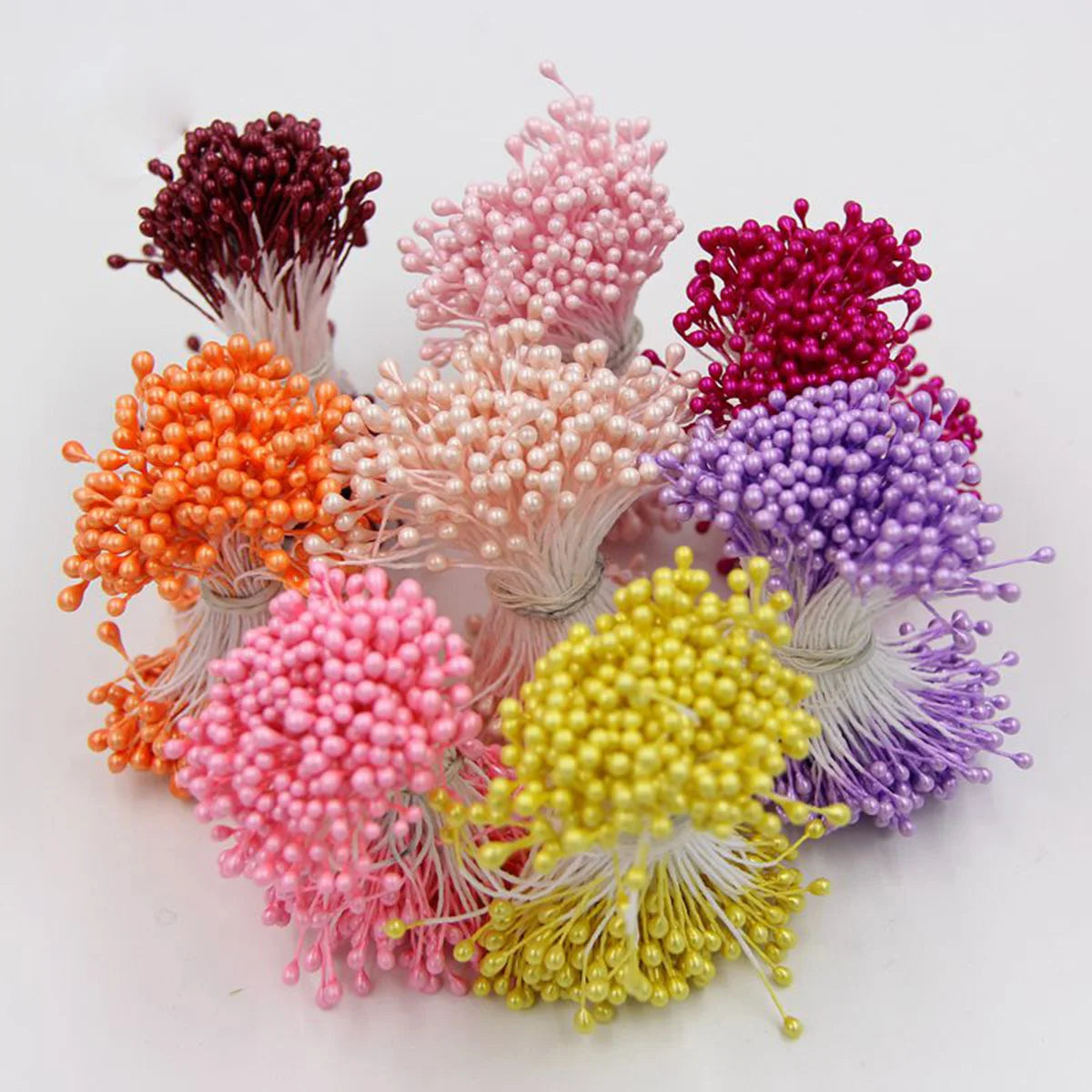 120-150 Pcs 55mm (2.17 in) Artificial Flower Stamens - Multicolor Double-Head DIY Wedding & Scrapbook Decorations