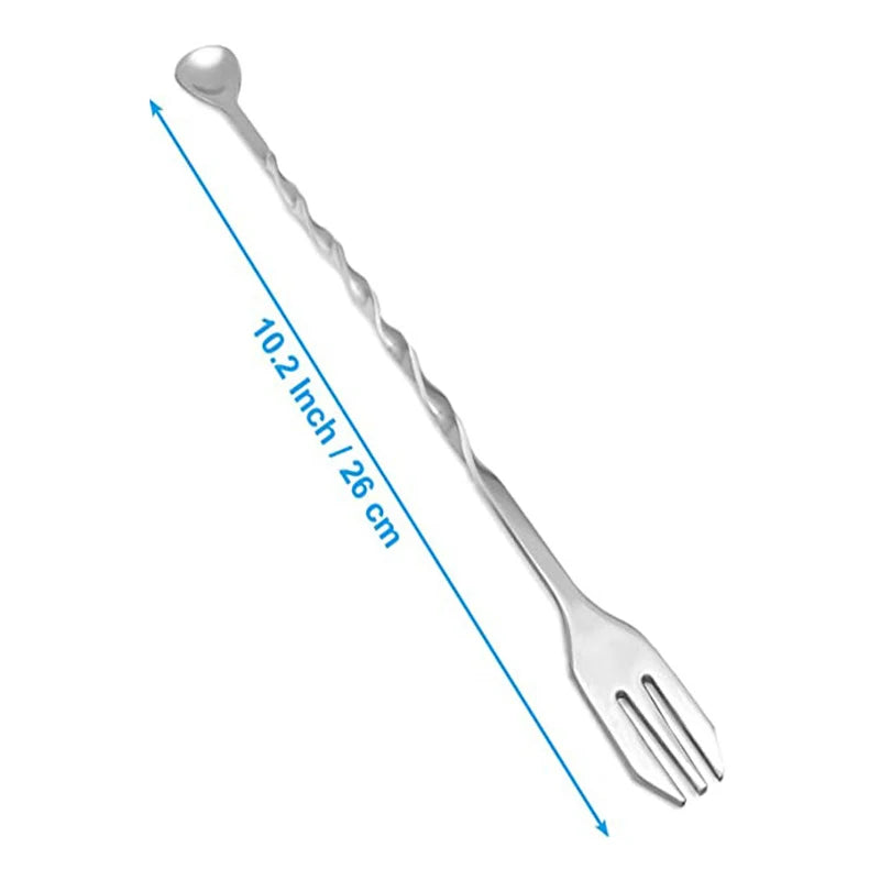 8-Inch (20 cm) Stainless Steel Cocktail Muddler & Twisted Bar Spoon – Dual-Head Bar Tool Set