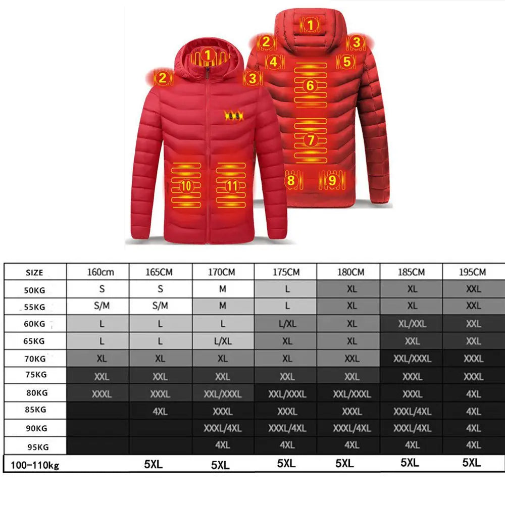 Men's USB Heated Parka – Hooded Padded Winter Jacket with Smart Thermostat