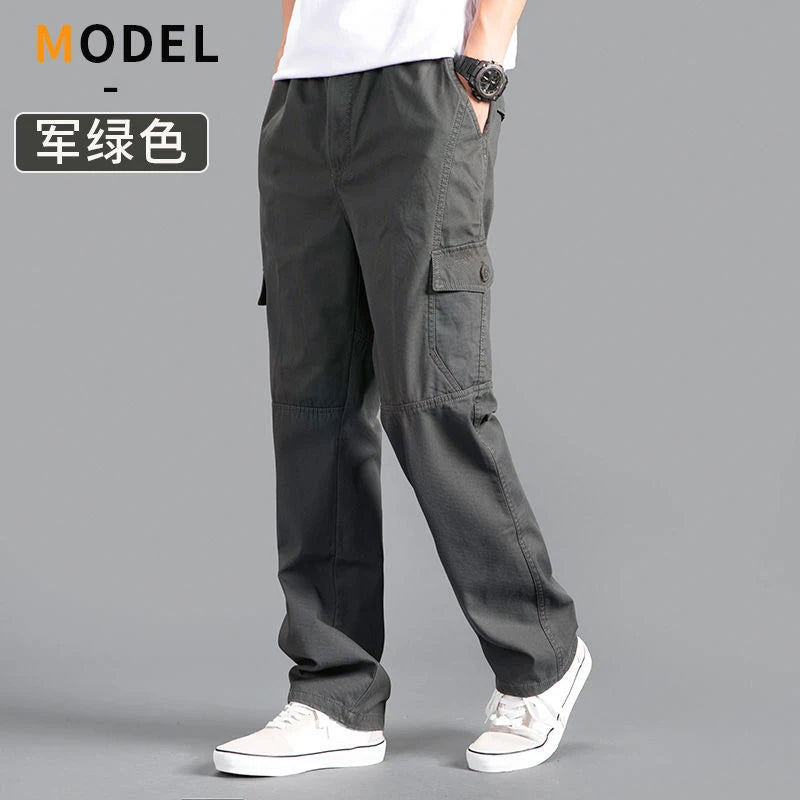 Men's Cotton Cargo Pants – Casual Work Joggers with Pockets, Waist 29–46 in (74–117 cm) | Up to 6XL