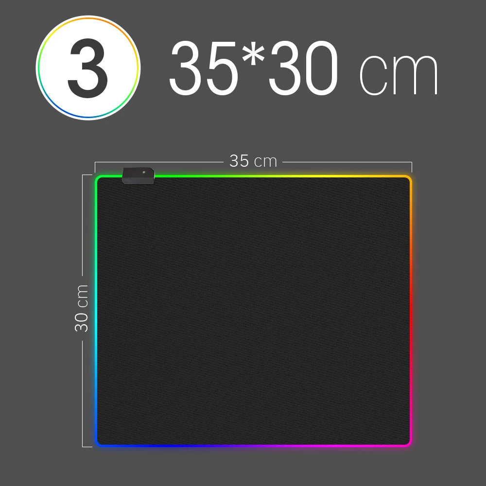 RGB LED Gaming Mouse Pad — Waterproof Large Desk Mat, Non-Slip Rubber, Multiple Sizes (70 x 30–90 x 40 cm / 27.6 x 11.8–35.4 x 15.7 in)