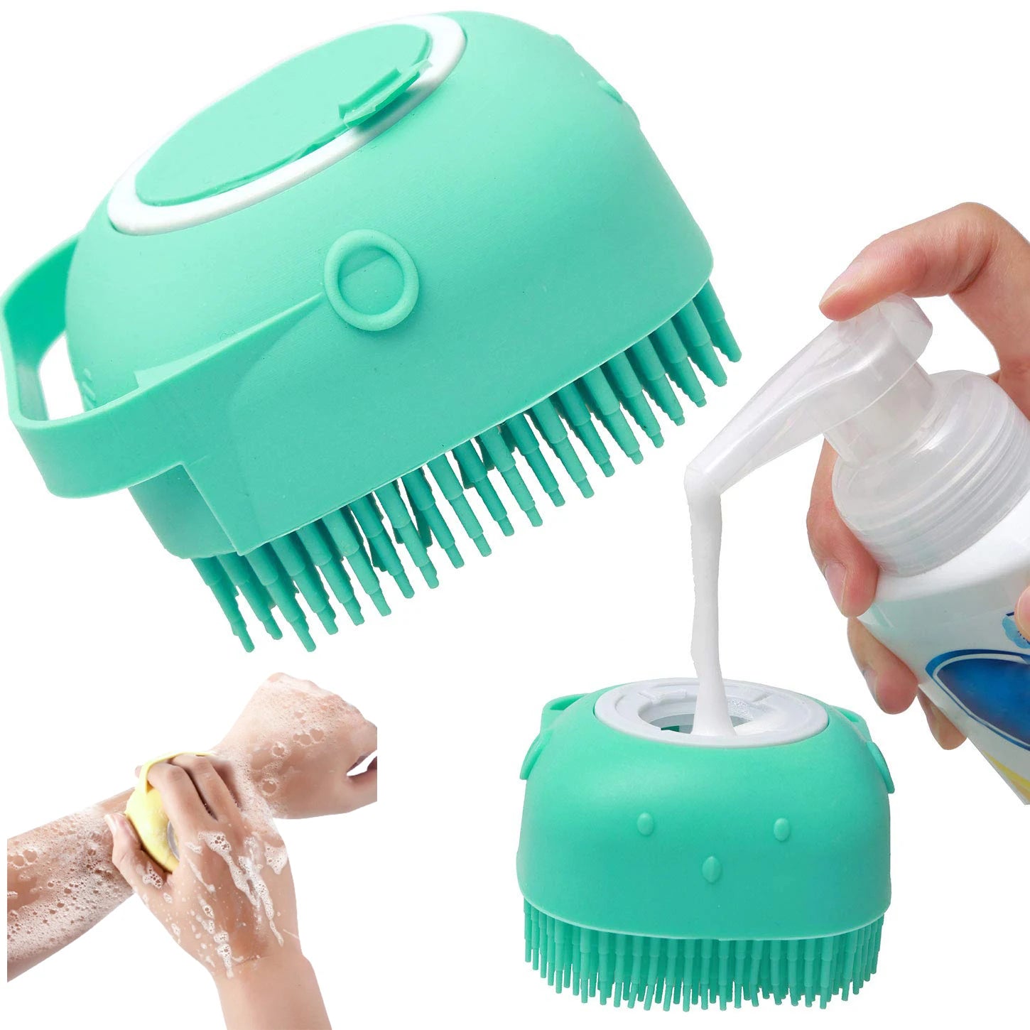 Silicone Shampoo & Bath Scrubber - Dual-Sided Body Massage Brush for Baby, Kids & Adults
