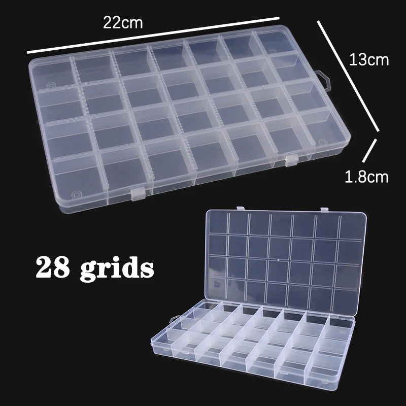 Adjustable Plastic Jewelry Organizer Box 10/15/24 Compartment Bead & Craft Storage Case