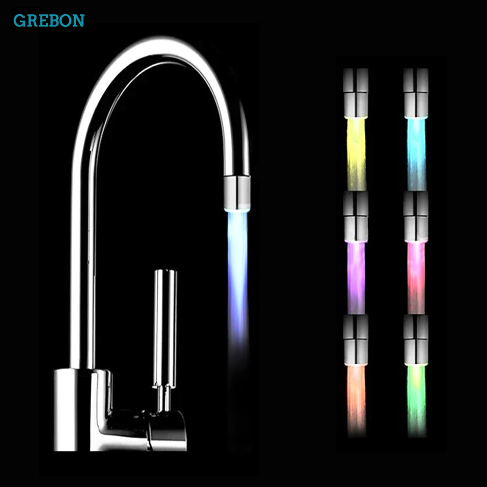 Color-Changing LED Faucet Aerator Light-Up Tap Nozzle with Temperature Sensor Water-Saving for Kitchen & Bathroom