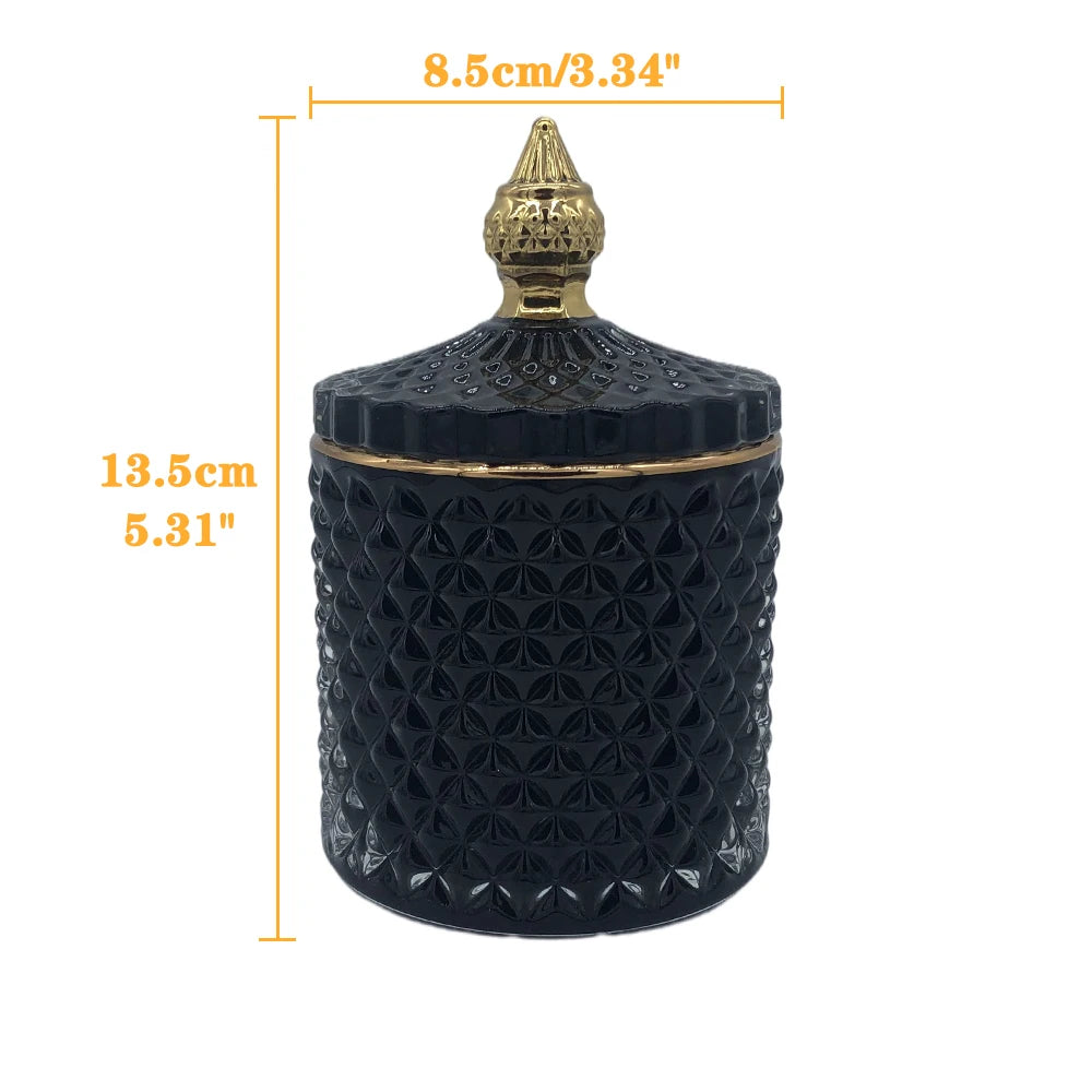 Luxury Glass Storage Jar with Lid, Aromatherapy Bottle & Minimalist Cotton Swab and Jewelry Organizer