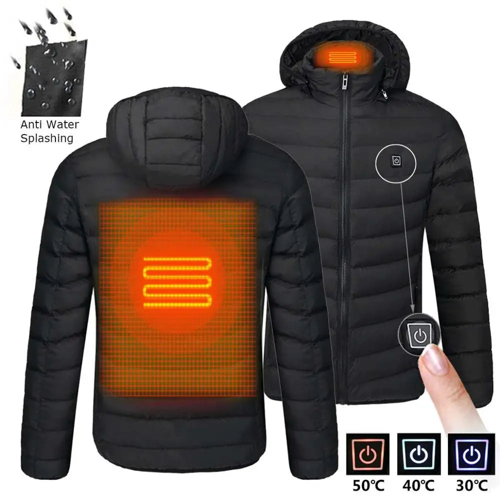 Men's USB Heated Parka – Hooded Padded Winter Jacket with Smart Thermostat